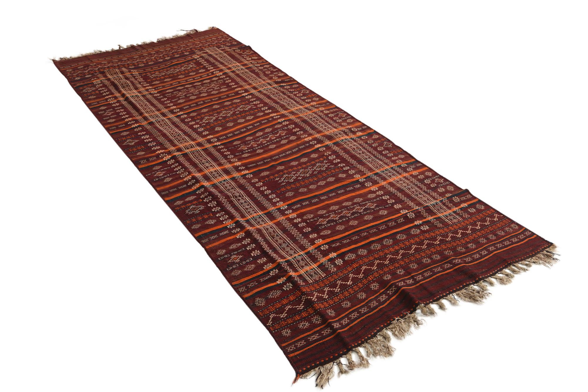 4' 6 x 10' 9 Hand Woven Kilim Fars Wool Runner Rug