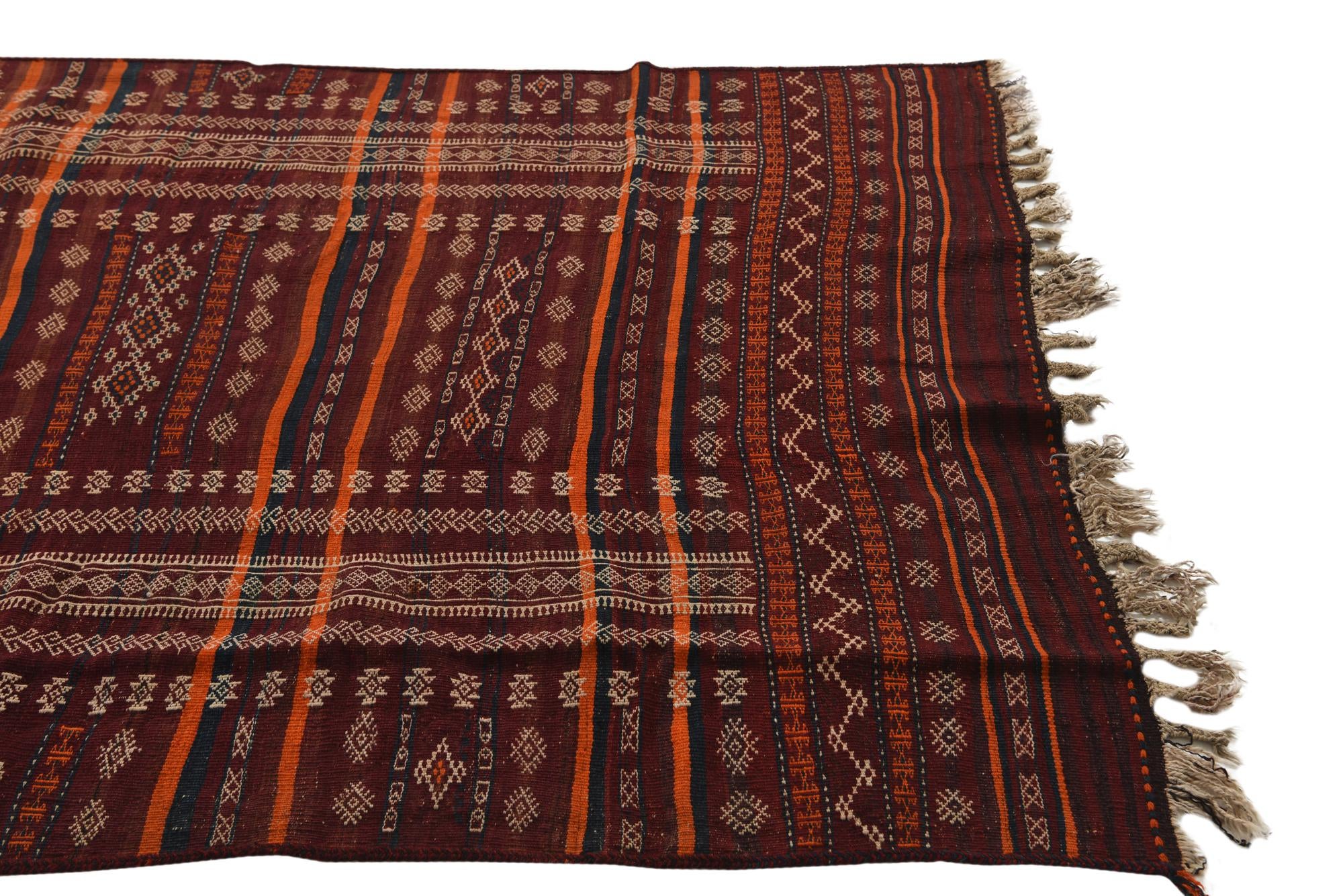 4' 6 x 10' 9 Hand Woven Kilim Fars Wool Runner Rug