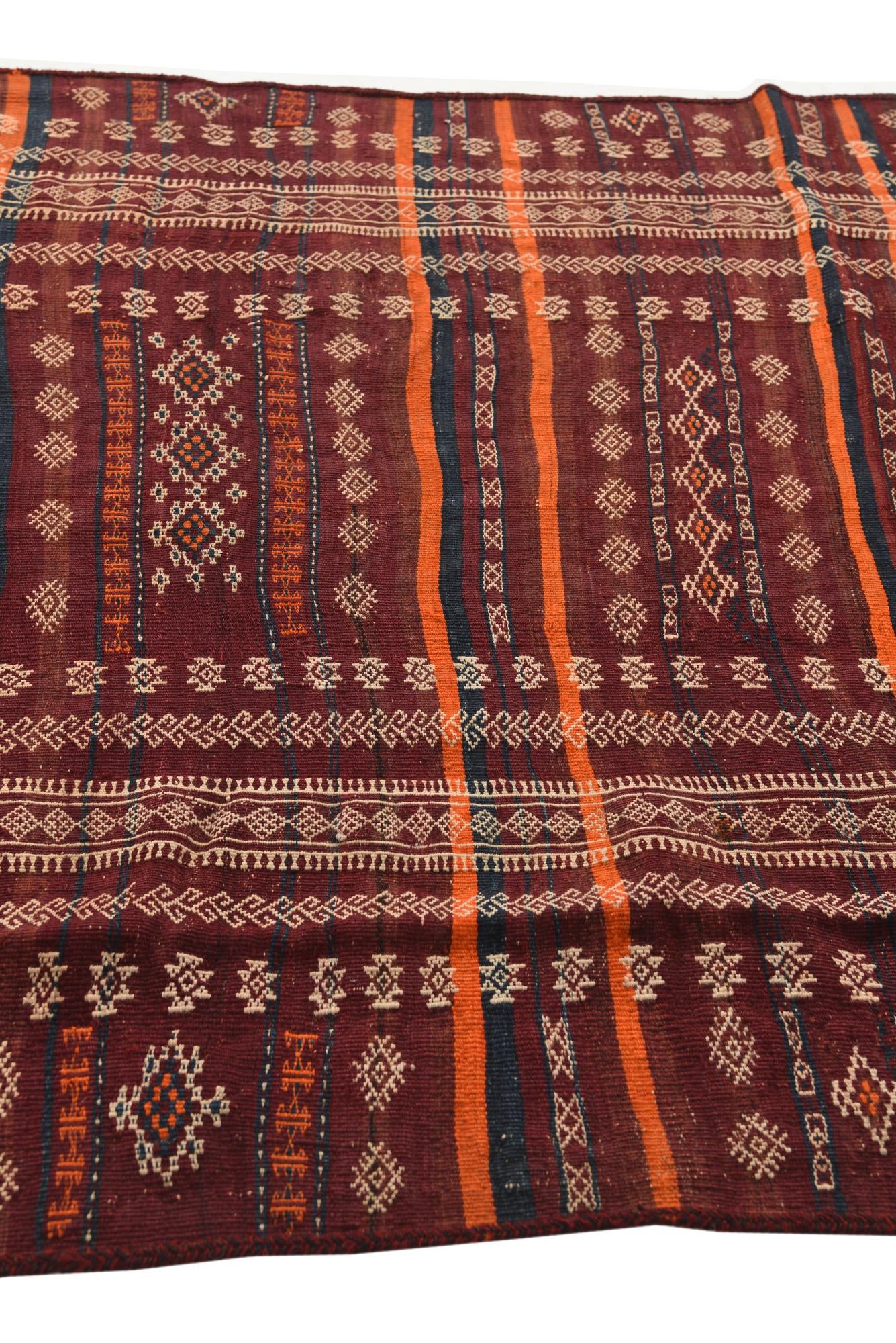 4' 6 x 10' 9 Hand Woven Kilim Fars Wool Runner Rug
