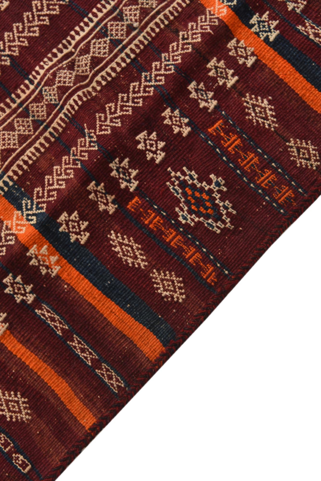 4' 6 x 10' 9 Hand Woven Kilim Fars Wool Runner Rug