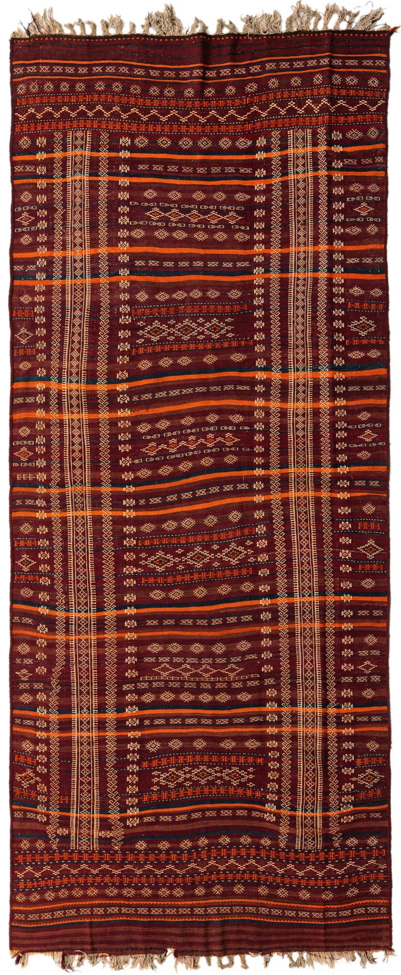 4' 6 x 10' 9 Hand Woven Kilim Fars Wool Runner Rug