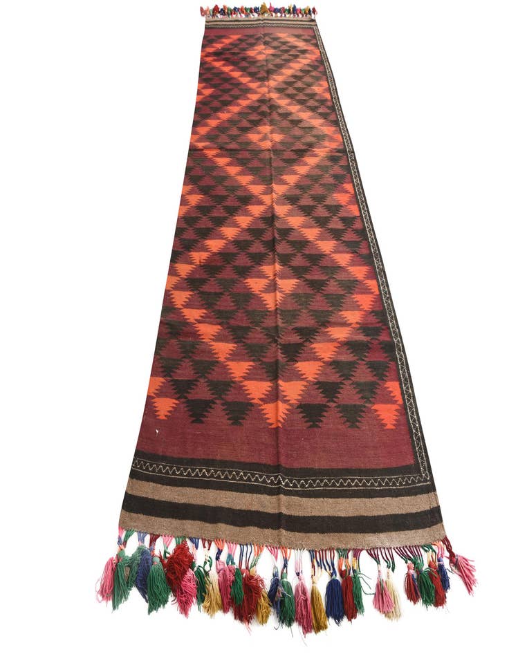 Detail image of 4' 3 x 11' 10  Hand Woven Kilim Fars Wool Runner Rug