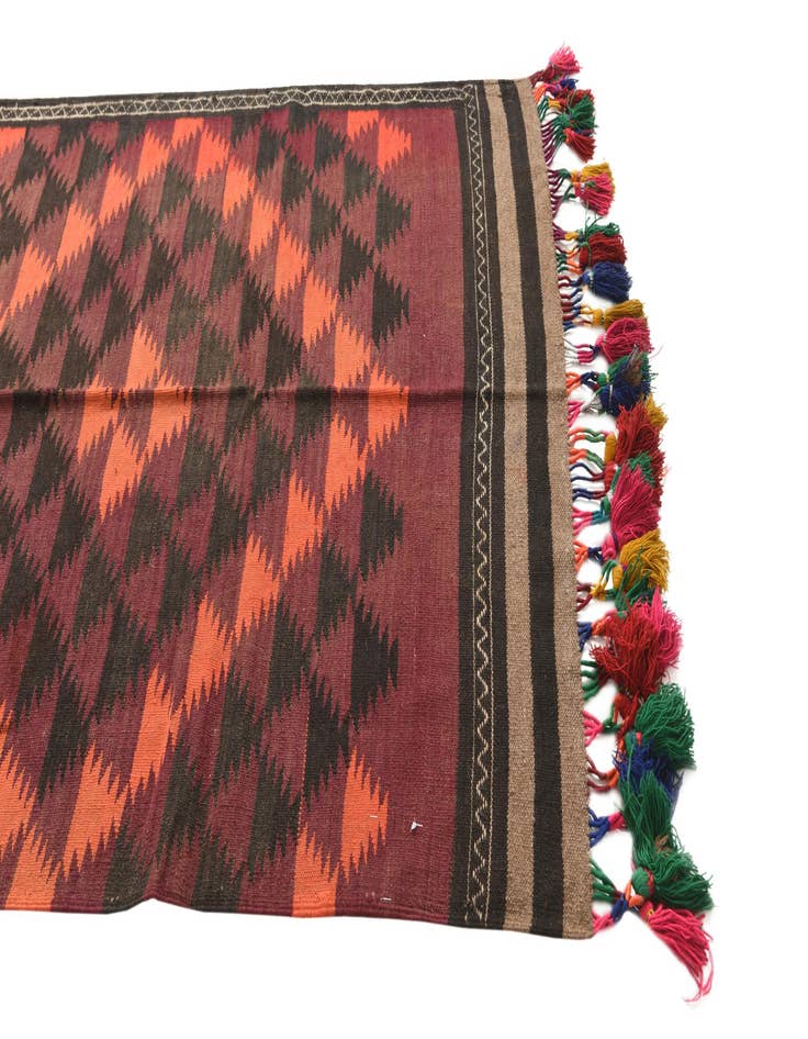 Detail image of 4' 3 x 11' 10  Hand Woven Kilim Fars Wool Runner Rug