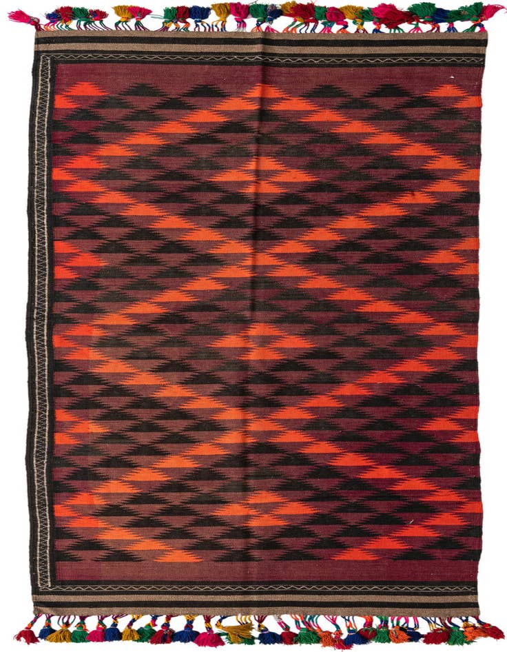 Detail image of 4' 3 x 11' 10 Hand Woven Kilim Fars Wool Runner Rug
