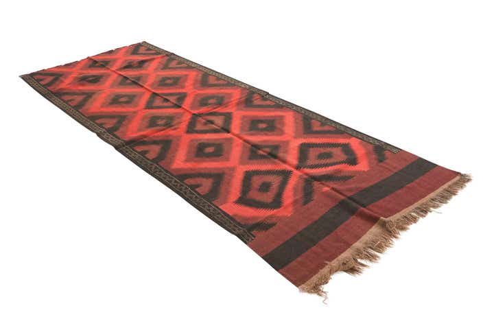 4' 3 x 10' 6 Hand Woven Kilim Fars Wool Runner Rug