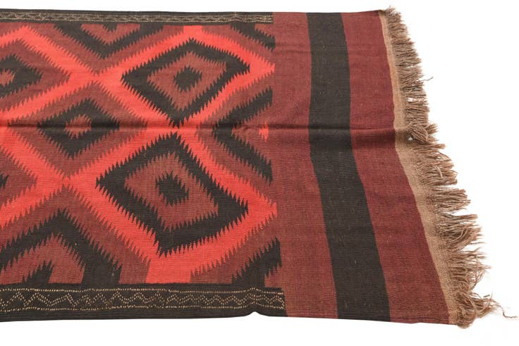 Detail image of 4' 3 x 10' 6 Hand Woven Kilim Fars Wool Runner Rug