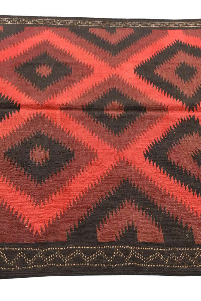 4' 3 x 10' 6 Hand Woven Kilim Fars Wool Runner Rug