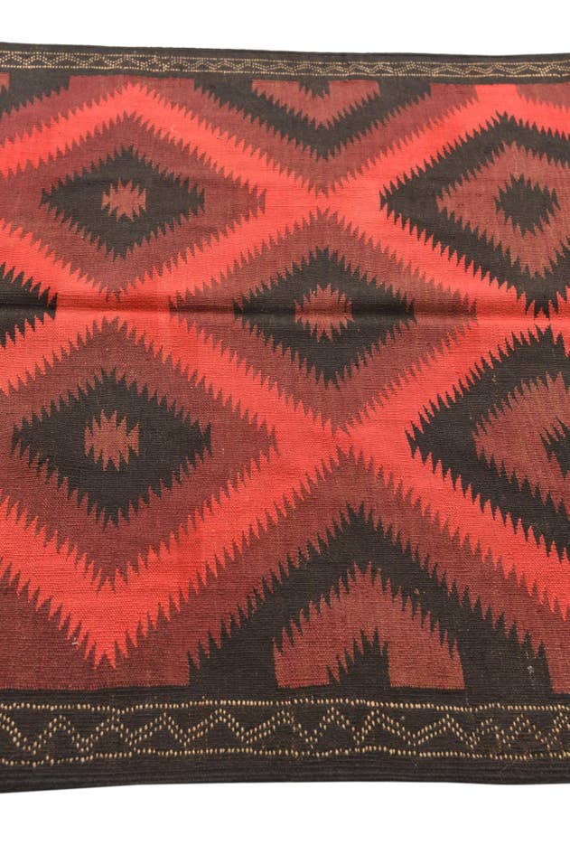 Detail image of 4' 3 x 10' 6 Hand Woven Kilim Fars Wool Runner Rug