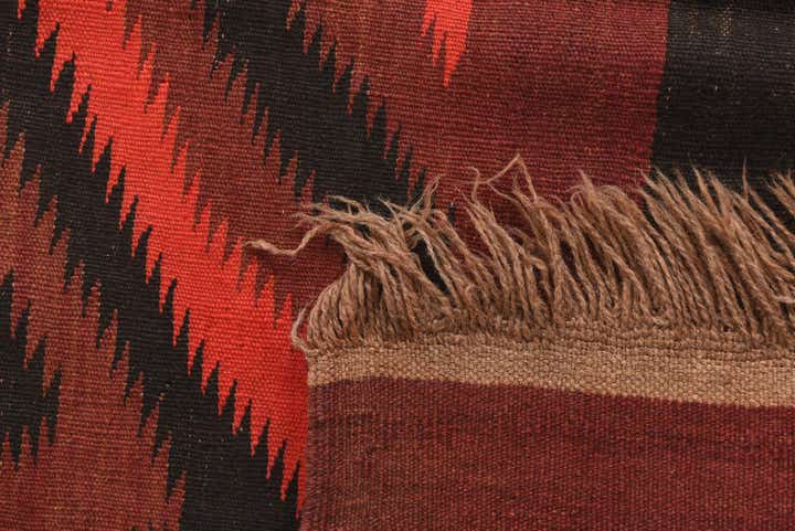 4' 3 x 10' 6 Hand Woven Kilim Fars Wool Runner Rug