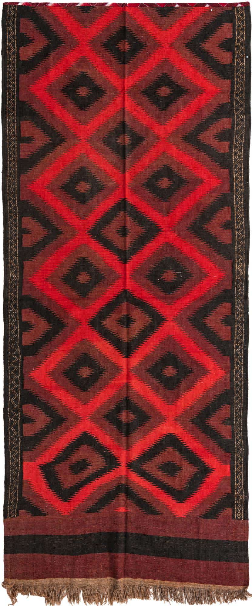 4' 3 x 10' 6 Hand Woven Kilim Fars Wool Runner Rug