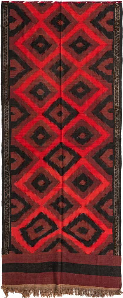 4' 3 x 10' 6 Hand Woven Kilim Fars Wool Runner Rug