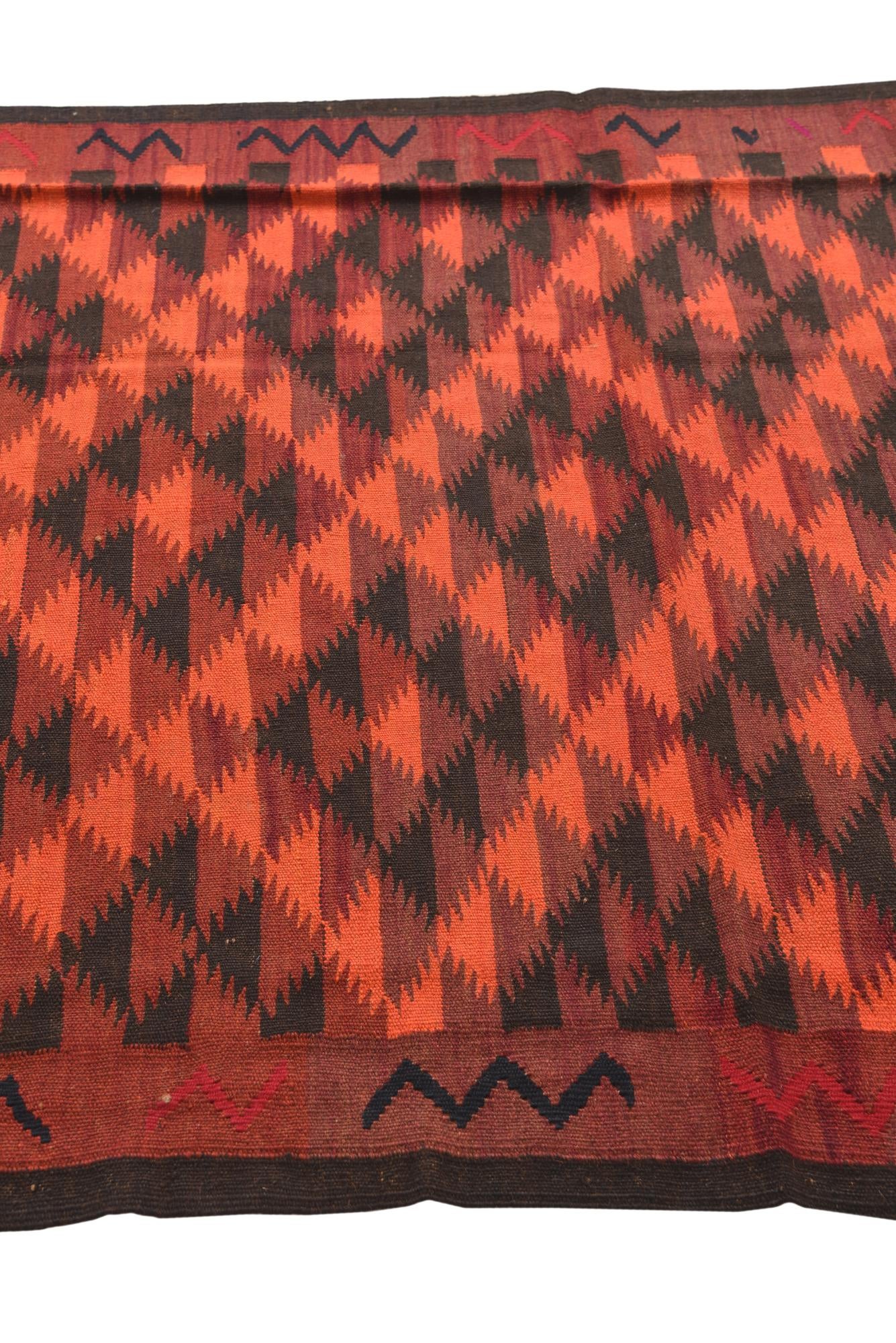 4' 4 x 12' 1 Hand Woven Kilim Fars Wool Runner Rug