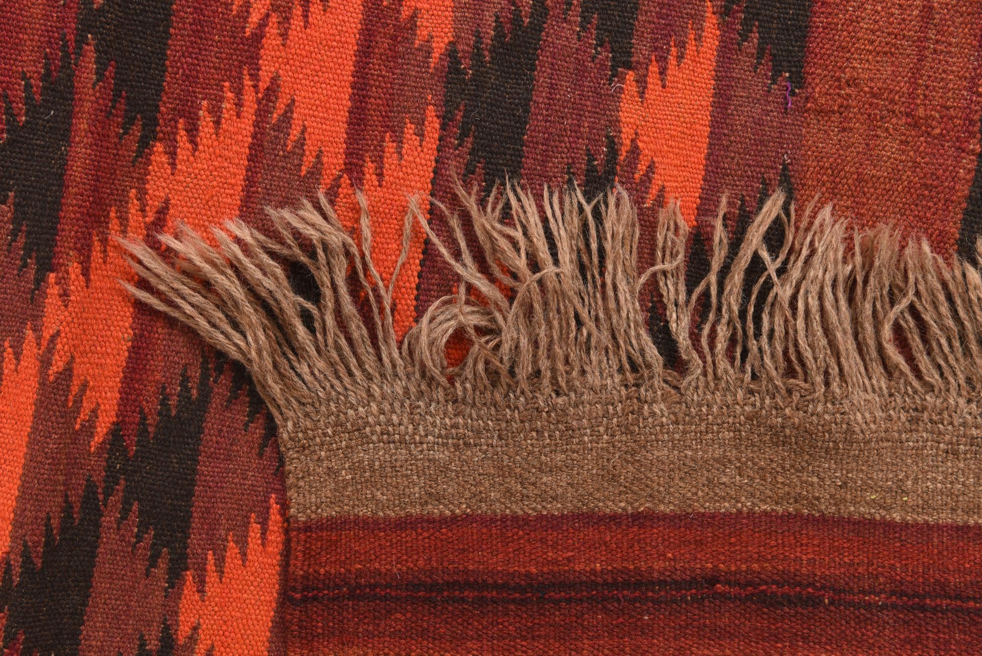 4' 4 x 12' 1 Hand Woven Kilim Fars Wool Runner Rug