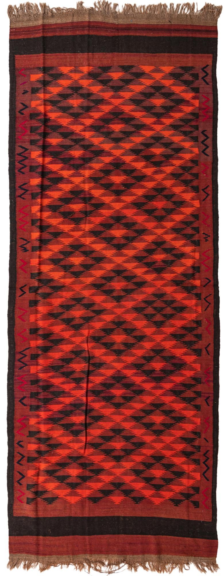4' 4 x 12' 1 Hand Woven Kilim Fars Wool Runner Rug