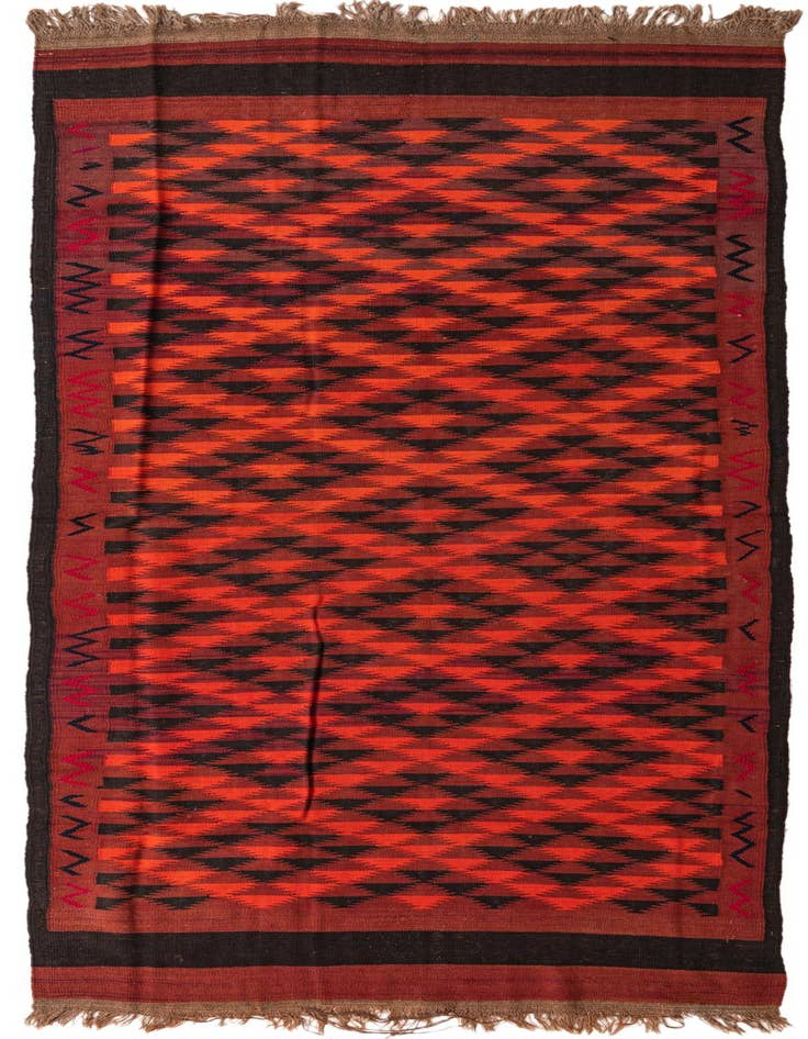 Detail image of 4' 4 x 12' 1 Hand Woven Kilim Fars Wool Runner Rug