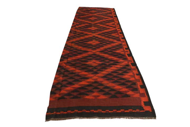 4' 1 x 13' 2 Hand Woven Kilim Fars Wool Runner Rug