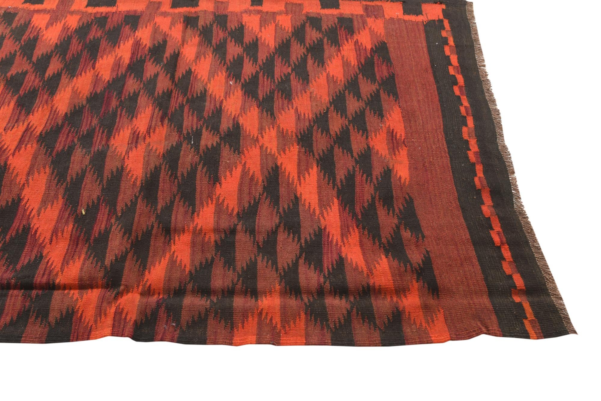 4' 1 x 13' 2 Hand Woven Kilim Fars Wool Runner Rug