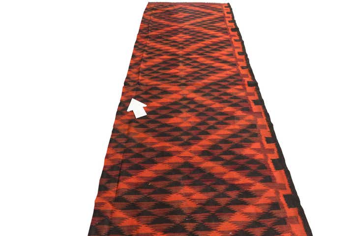 4' 1 x 13' 2 Hand Woven Kilim Fars Wool Runner Rug