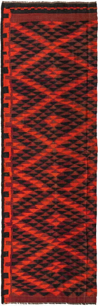 4' 1 x 13' 2 Hand Woven Kilim Fars Wool Runner Rug
