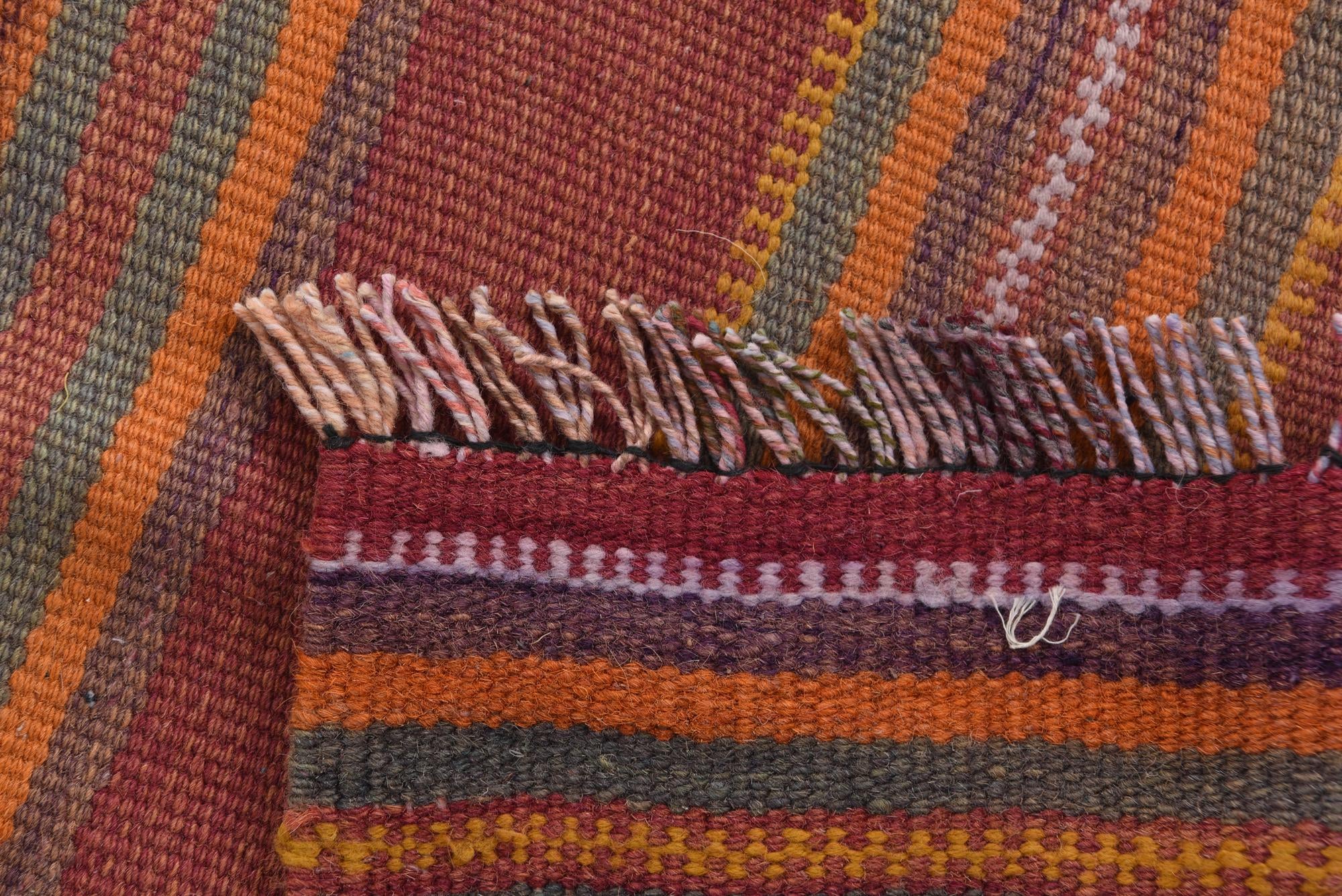 4' 3 x 9' 1 Hand Woven Kilim Fars Wool Runner Rug