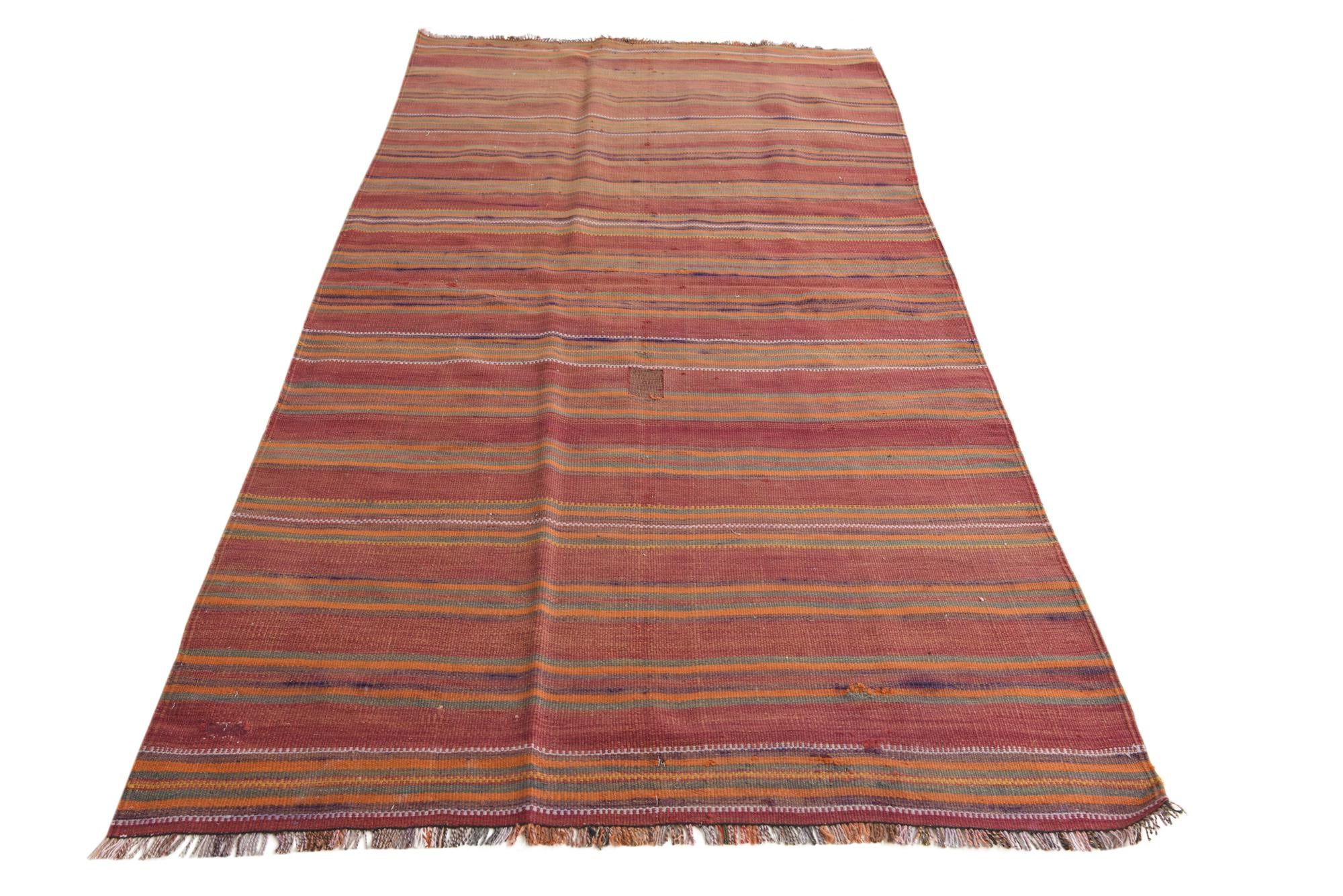 4' 3 x 9' 1 Hand Woven Kilim Fars Wool Runner Rug