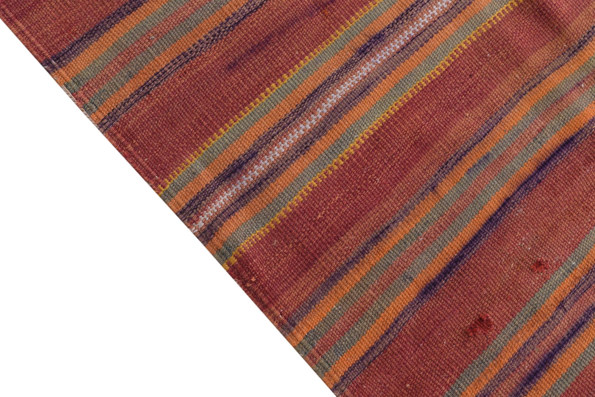 4' 3 x 9' 1 Hand Woven Kilim Fars Wool Runner Rug