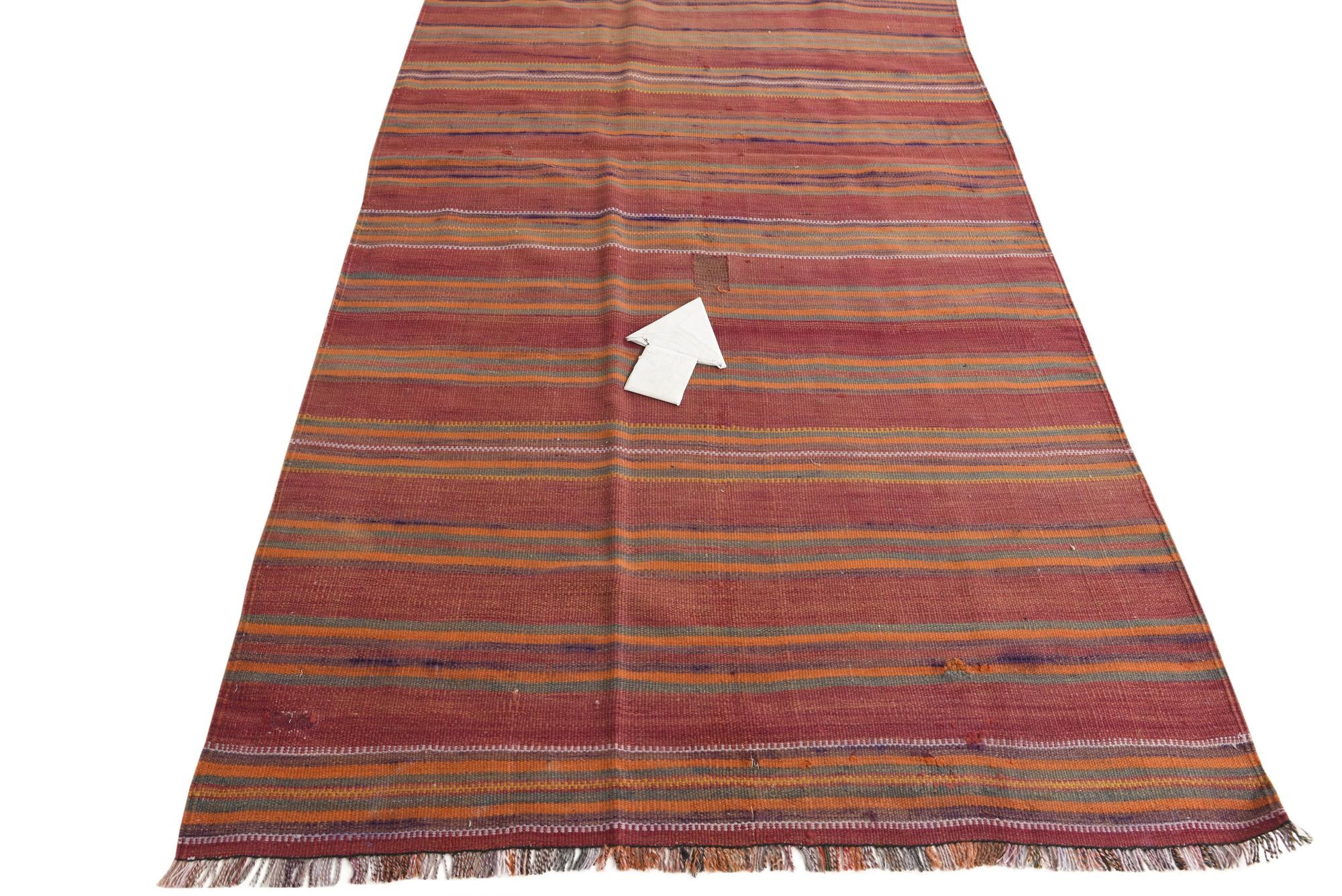 4' 3 x 9' 1 Hand Woven Kilim Fars Wool Runner Rug