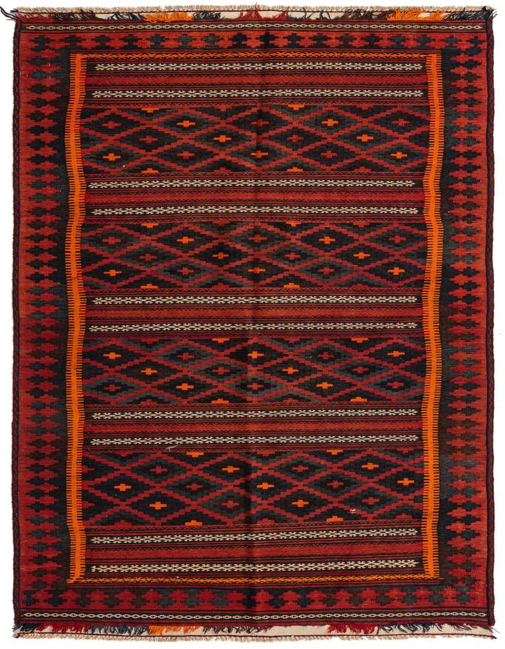 Detail image of 4' 3 x 9' 3 Hand Woven Kilim Fars Wool Runner Rug