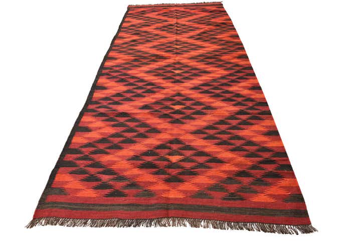 4' 6 x 11' 7 Hand Woven Kilim Fars Wool Runner Rug