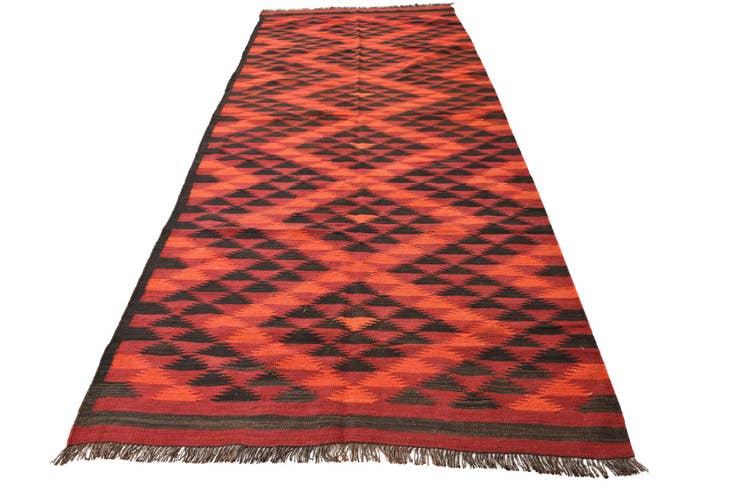 Detail image of 4' 6 x 11' 7 Hand Woven Kilim Fars Wool Runner Rug