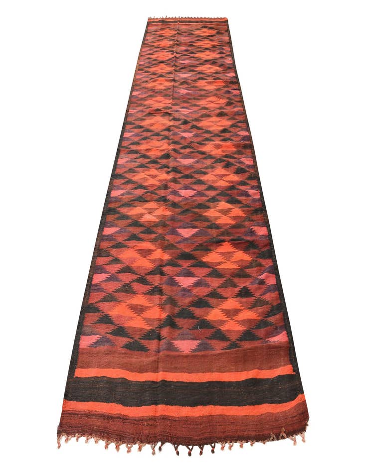 Detail image of 4' 4 x 12' 10  Hand Woven Kilim Fars Wool Runner Rug