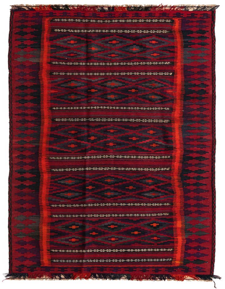 Detail image of 4' 2 x 10' 9 Hand Woven Kilim Fars Wool Runner Rug