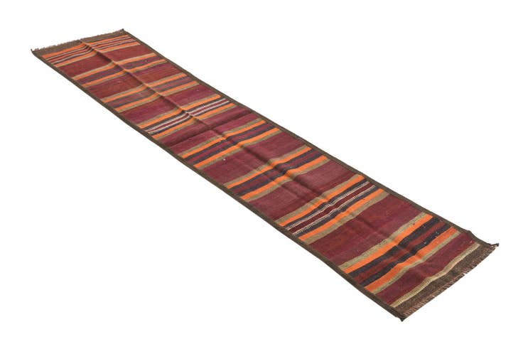 Detail image of 1' 9 x 9' Hand Woven Kilim Fars Wool Runner Rug