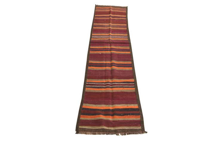 1' 9 x 9' Hand Woven Kilim Fars Wool Runner Rug