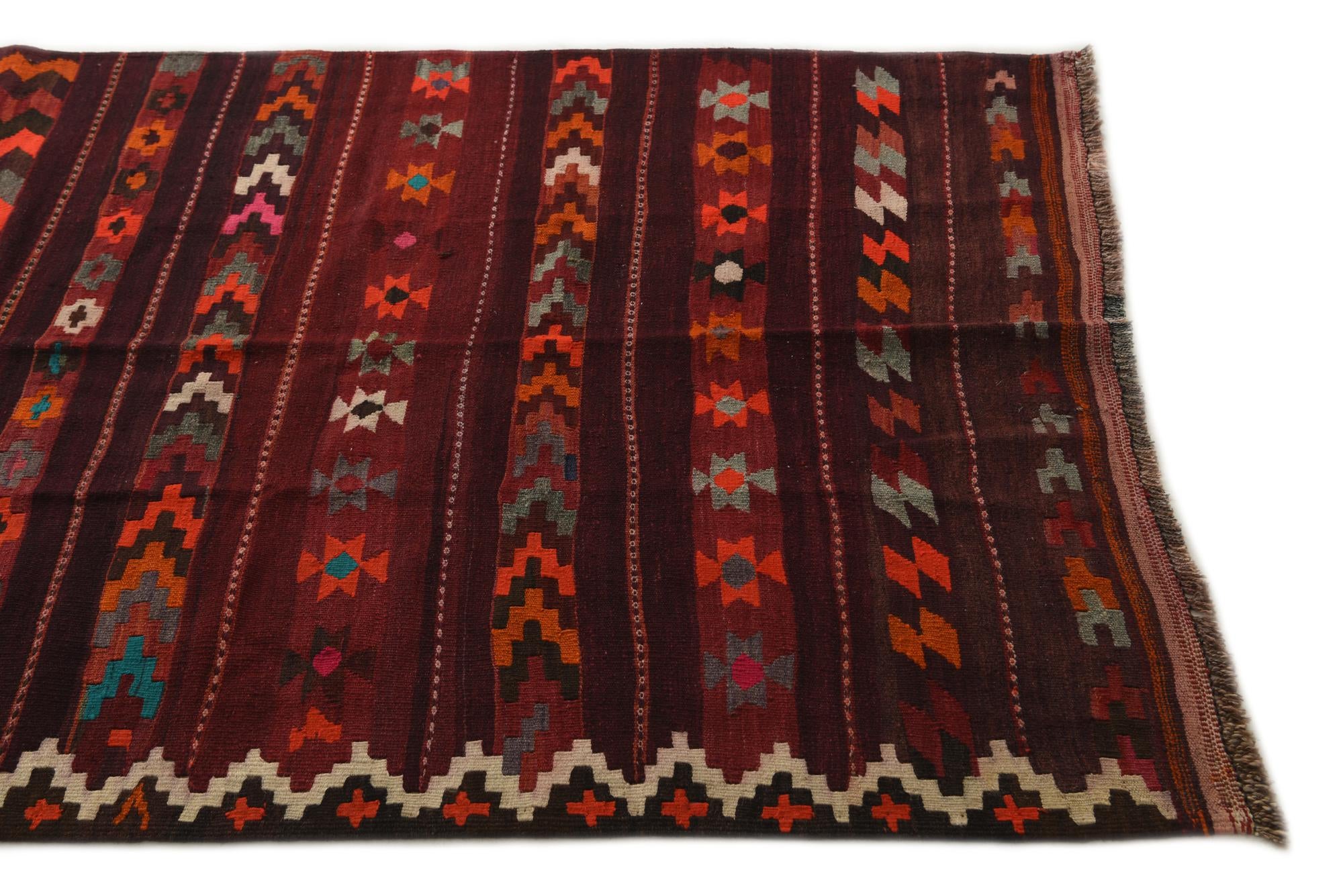 4' 8 x 9' 5 Hand Woven Kilim Fars Wool Runner Rug