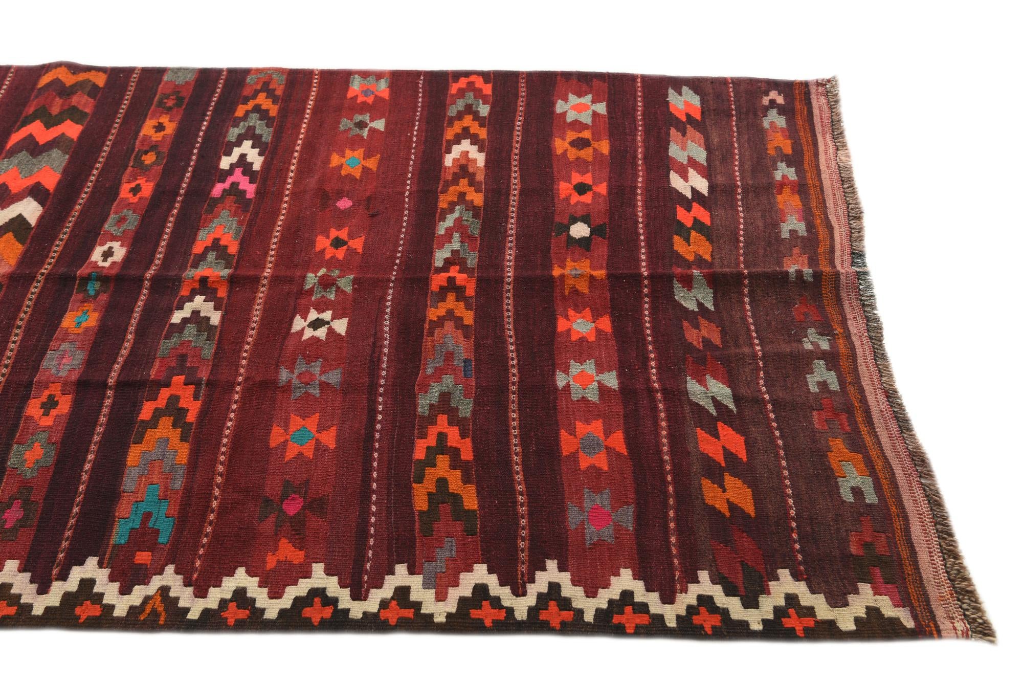 4' 8 x 9' 5 Hand Woven Kilim Fars Wool Runner Rug