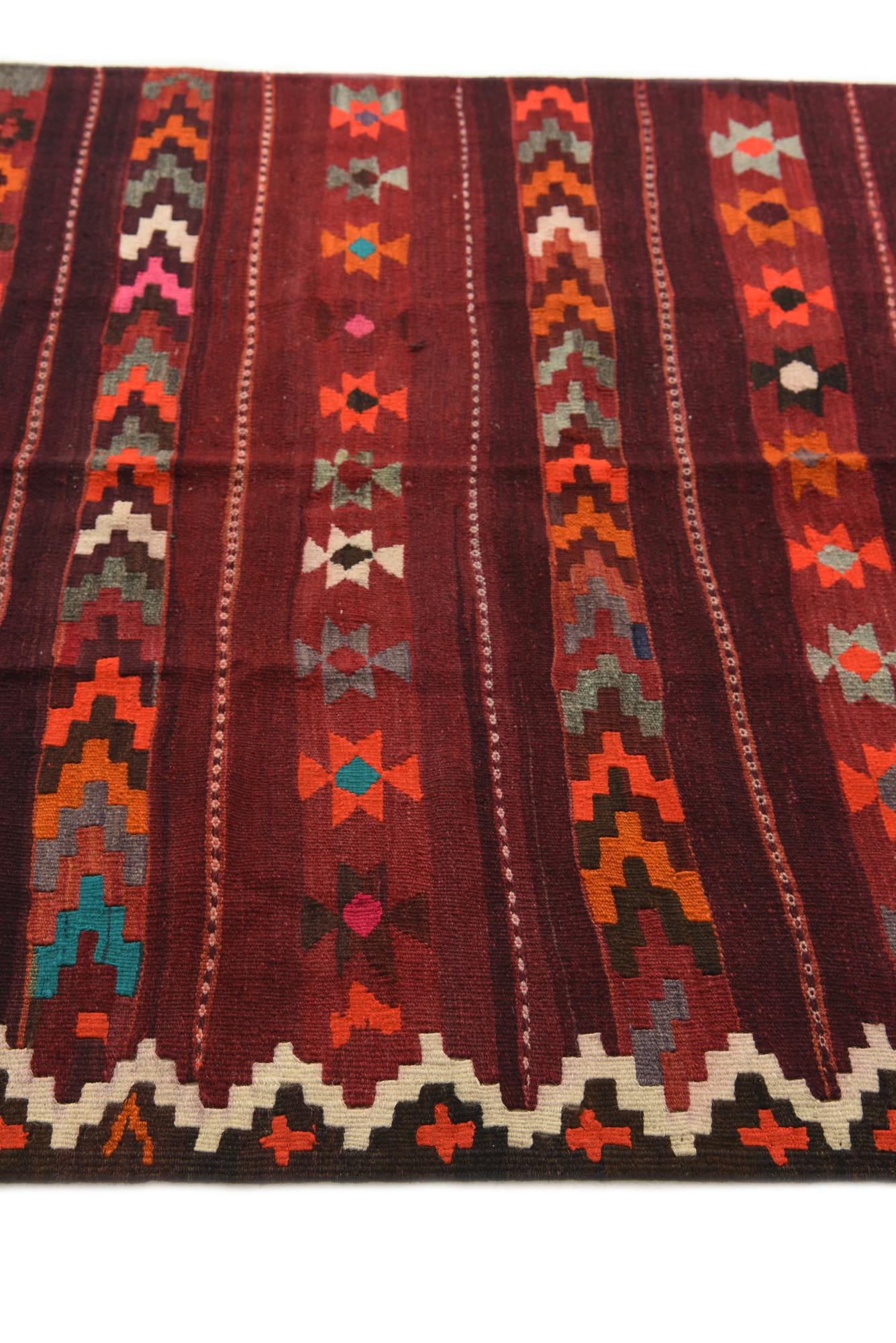 4' 8 x 9' 5 Hand Woven Kilim Fars Wool Runner Rug