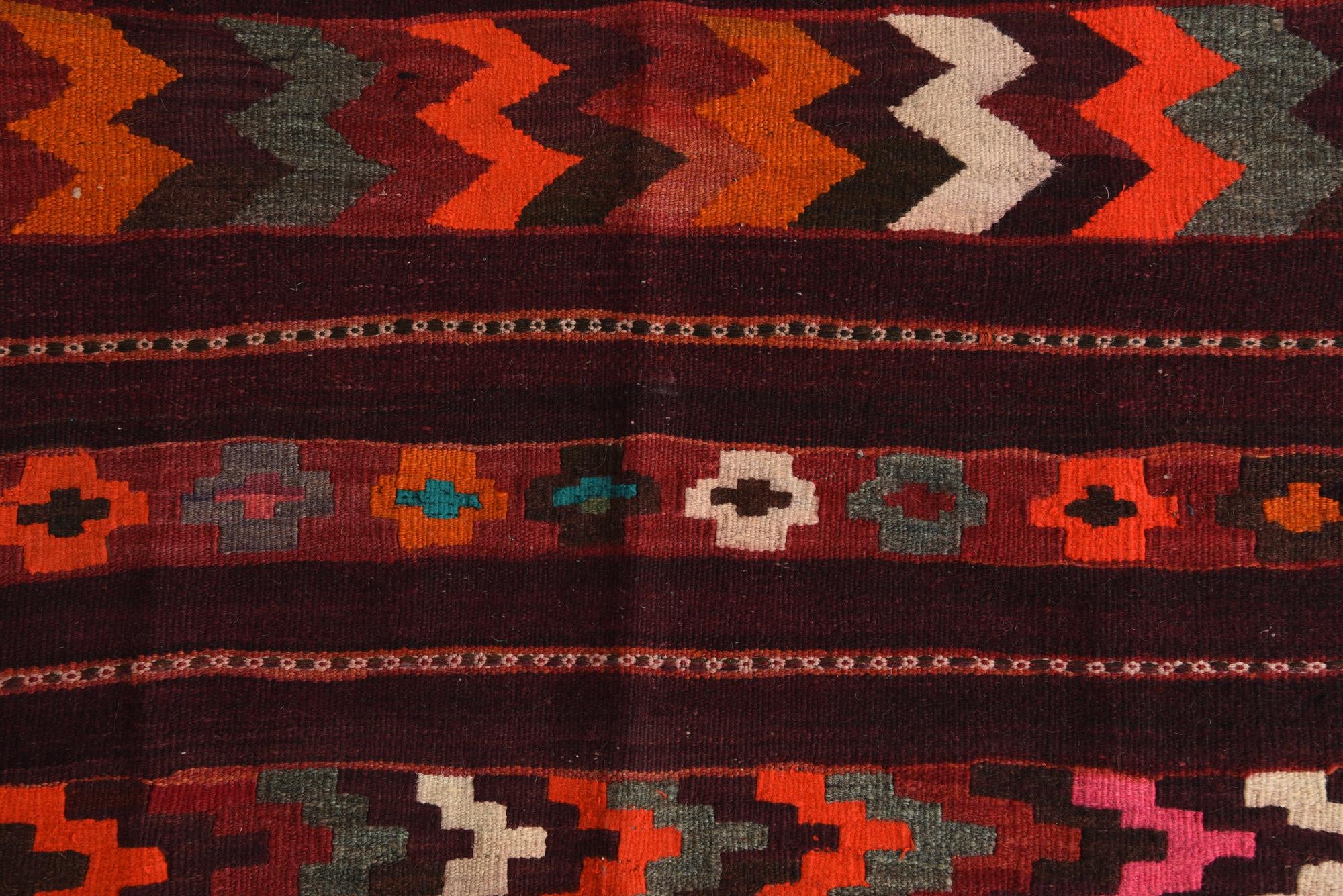 4' 8 x 9' 5 Hand Woven Kilim Fars Wool Runner Rug