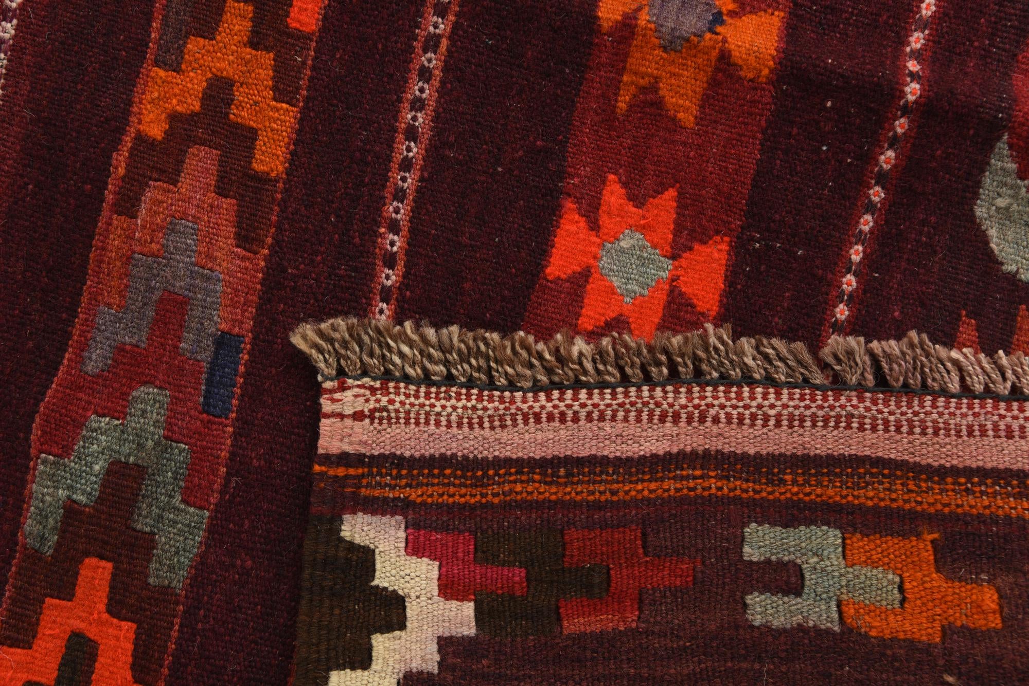4' 8 x 9' 5 Hand Woven Kilim Fars Wool Runner Rug
