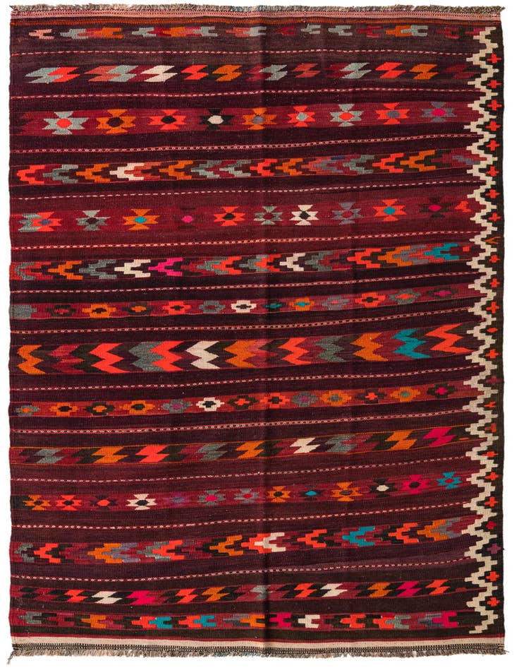 Detail image of 4' 8 x 9' 5 Hand Woven Kilim Fars Wool Runner Rug