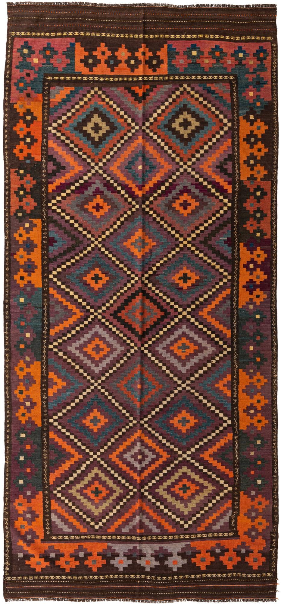 5' 10 x 13' 2 Hand Woven Kilim Fars Wool Runner Rug