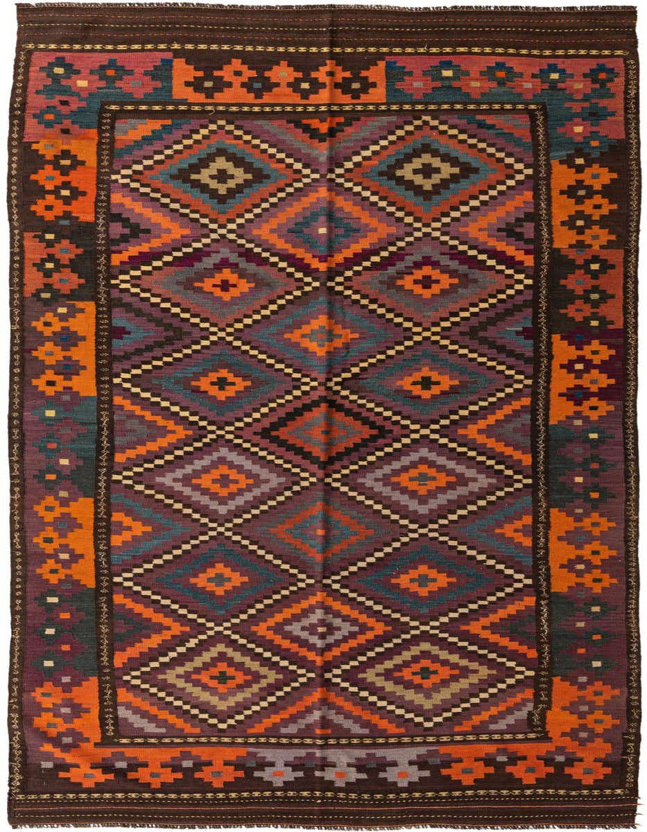 5' 10 x 13' 2 Hand Woven Kilim Fars Wool Runner Rug