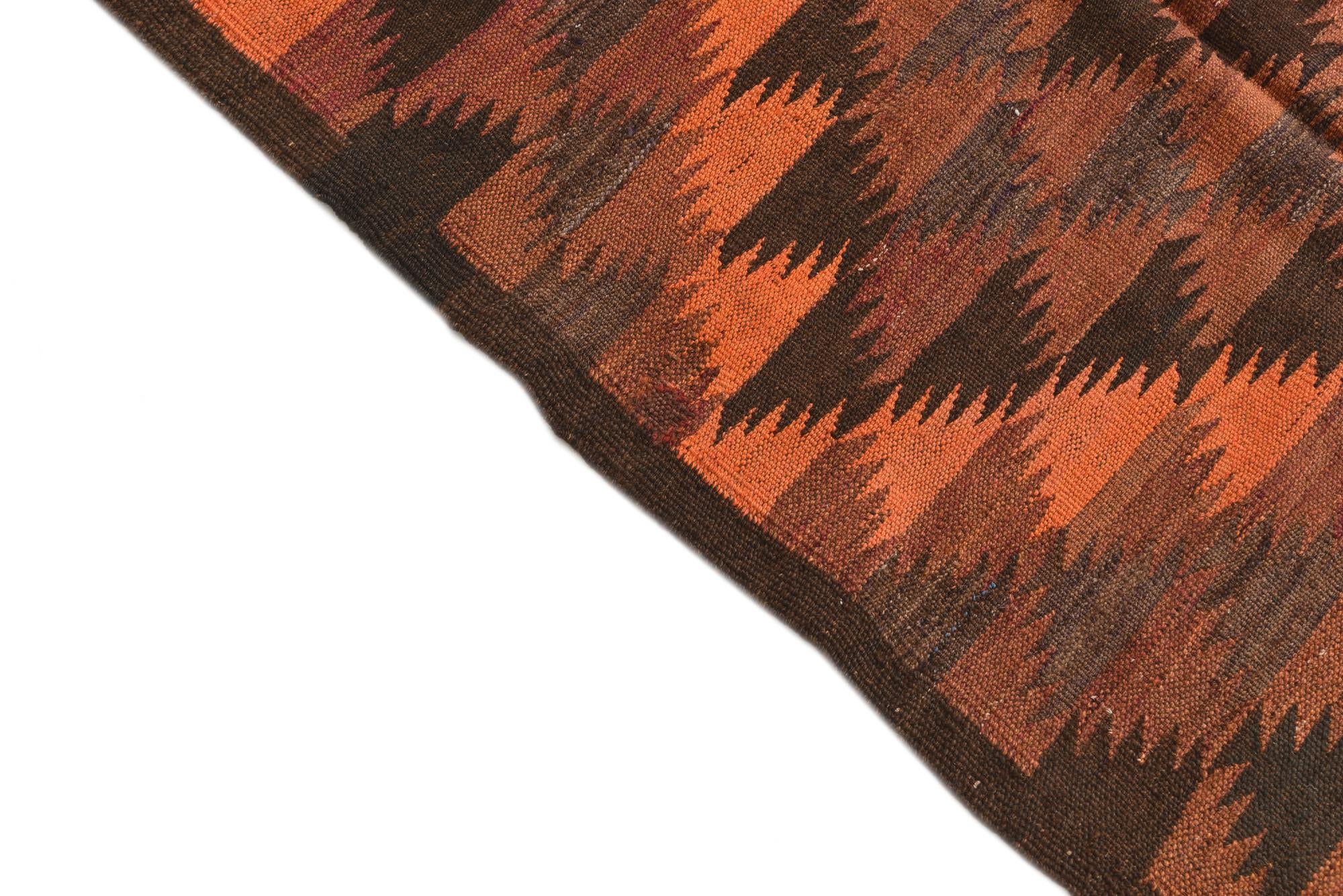 4' 6 x 14' 5 Hand Woven Kilim Fars Wool Runner Rug