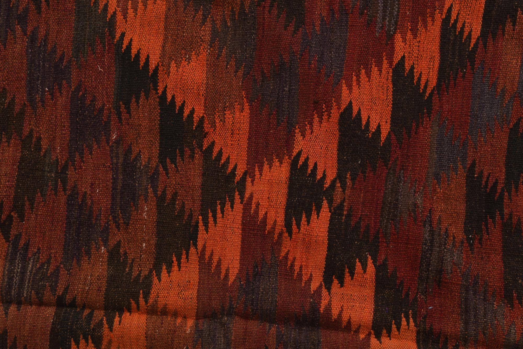 4' 6 x 14' 5 Hand Woven Kilim Fars Wool Runner Rug