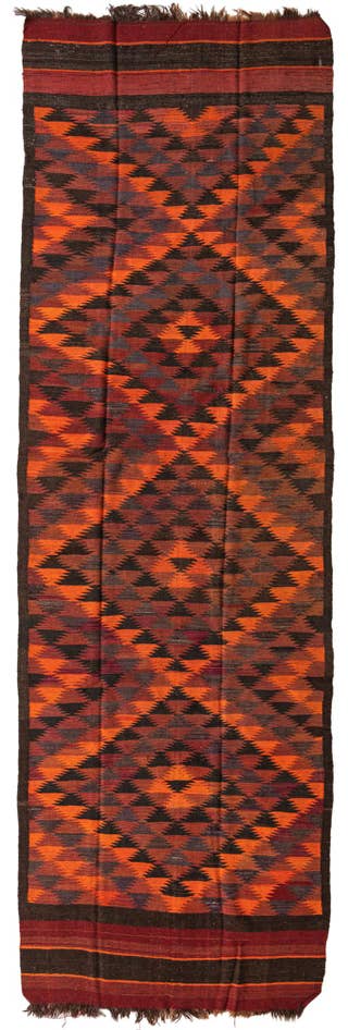 Detail image of 4' 6 x 14' 5 Hand Woven Kilim Fars Wool Runner Rug