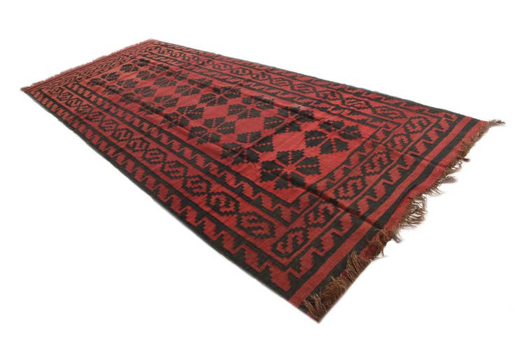 Detail image of 5' 7 x 13' 4 Hand Woven Kilim Fars Wool Runner Rug