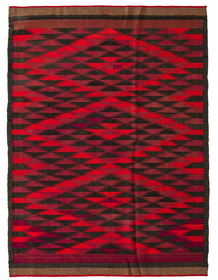 Detail image of 4' 4 x 10' 9 Hand Woven Kilim Fars Wool Runner Rug