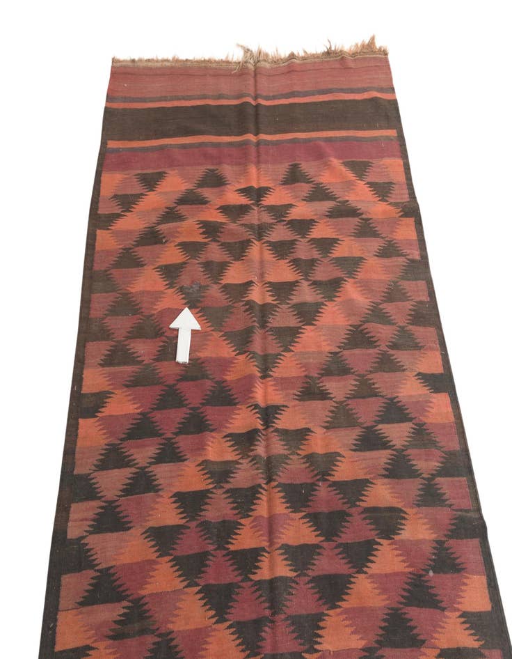 Detail image of 4' 5 x 12' 3  Hand Woven Kilim Fars Wool Runner Rug