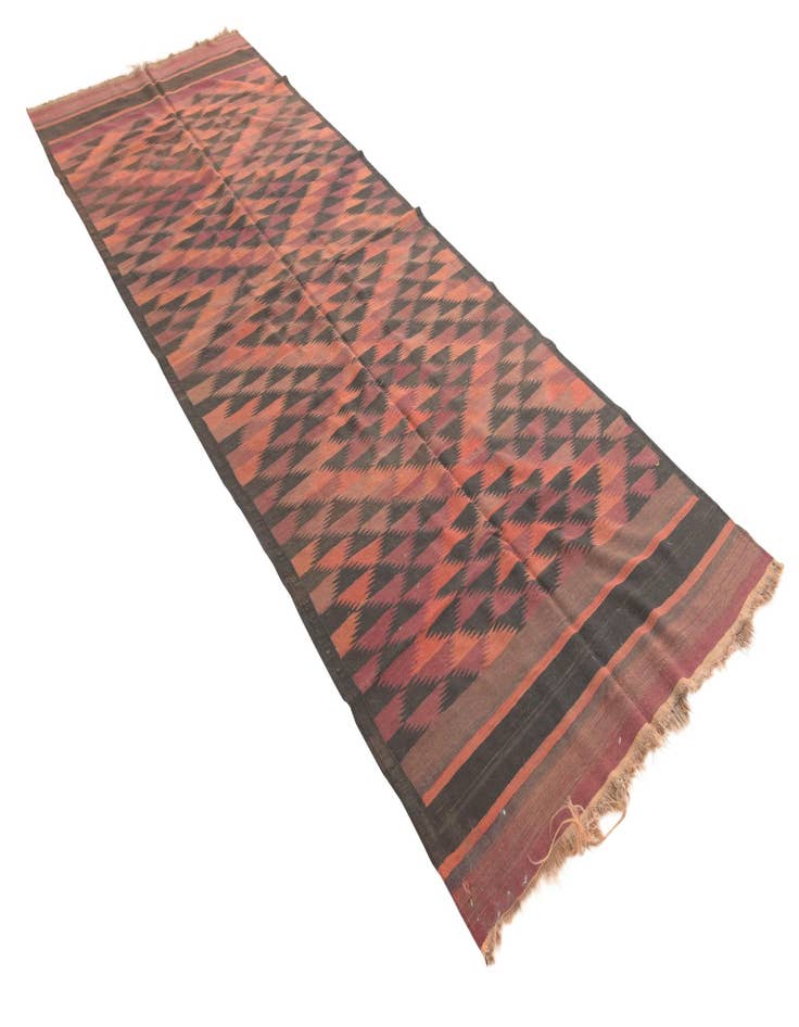 Detail image of 4' 5 x 12' 3  Hand Woven Kilim Fars Wool Runner Rug