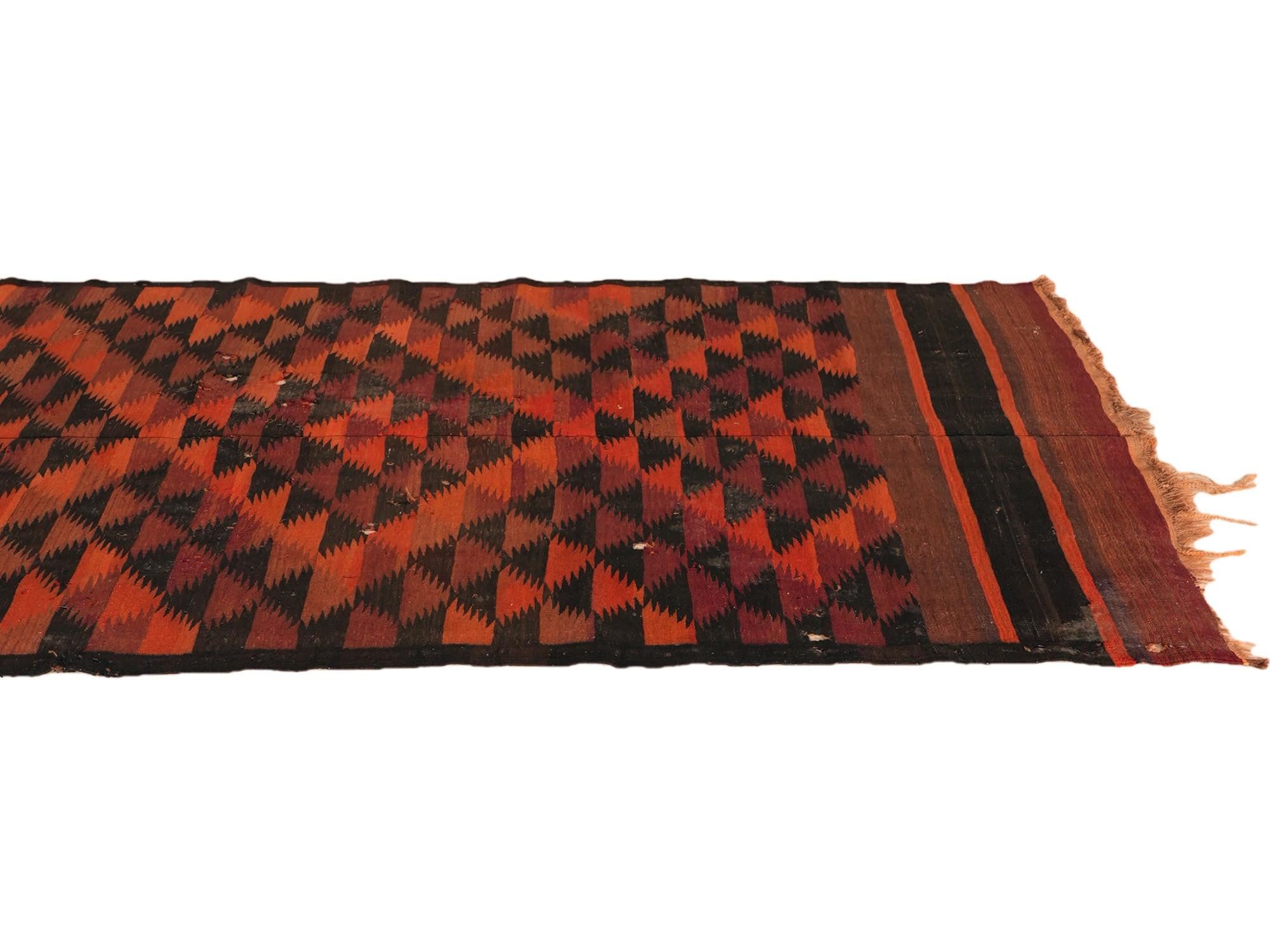 135cm x 375cm Hand Woven Kilim Fars Wool Runner Rug